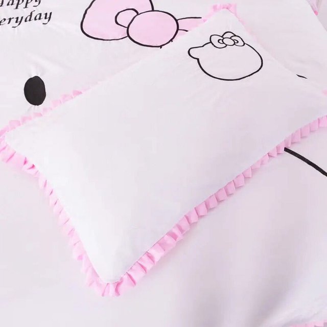 Hello Kitty Cartoon Embroider Pillow Case My Lux Decor Round