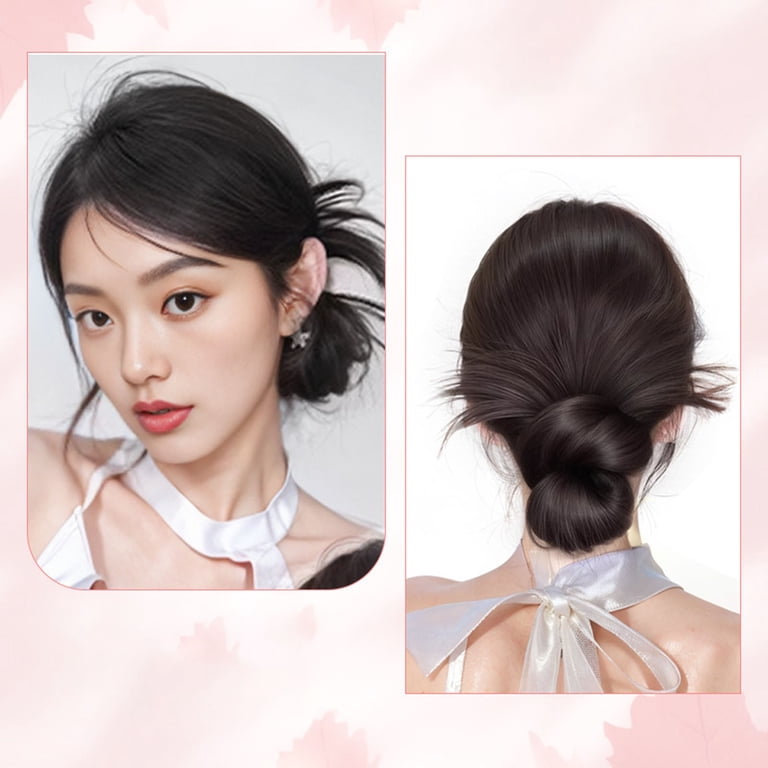Barrettes Clip On Feathered Bun Wig Messy Bun Hair Piece  display picture 2