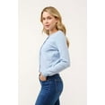 thumbnail image 3 of Cielo Women’s 3/4 Sleeve Round Neck Button Cardigan – Lightweight Knit Sweater, Cropped Fit, Office & Casual Wear Blue,Small, 3 of 3