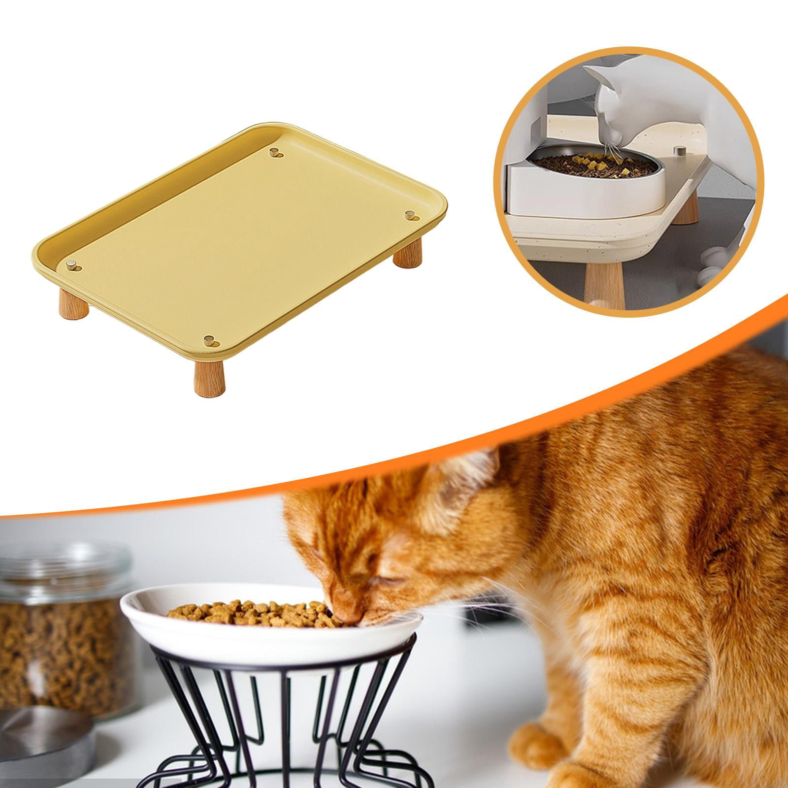 CarpNettore Cat Bowl Stand Elevated Holder Washable Protect Neck Raised Pet Feeder Stand Yellow