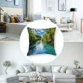 thumbnail image 5 of BANET  Blue Natural Jungle Throw Pillow Covers,River Decorative Pillow Covers Digital Printing Blended Fabric for Couch Sofa Bed Invisible Zipper  12x12in, 5 of 7