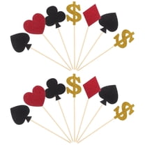 Toddmomy 27pcs Glitter Cake Toppers Theme Picks Creative Poker Decorations for Birthday Party Dessert Insert Favor (9pcs in 1 Set)