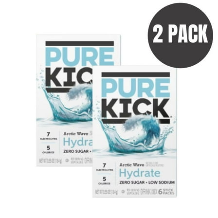 Pure Kick Arctic Wave Hydration Drink Mix Sticks 6 Count – Electrolyte Energy Powder for Refreshing Arctic Taste & Fast Hydration