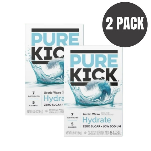 Pure Kick Arctic Wave Hydration Drink Mix Sticks 6 Count – Electrolyte Energy Powder for Refreshing Arctic Taste & Fast Hydration