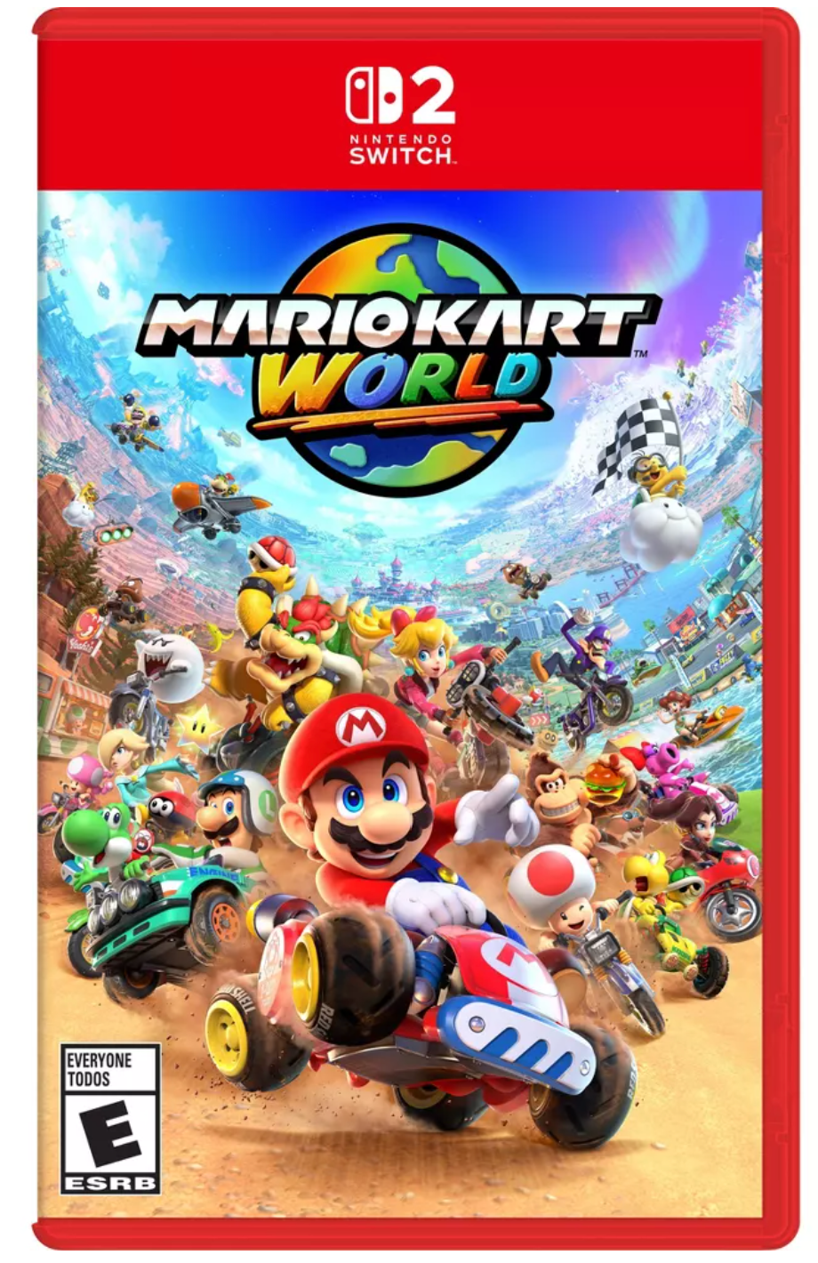 Nintendo Switch 2 Console Bundle with Mario Kart World, Kirby Forgotten Land, Pro Controller 2 and Joy Con 2 Wheel, Black