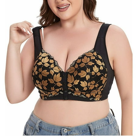 Lisbinx Bras for Women Full Coverage Women Leopard-Print Front Buckles Underwear No Steel Close Bra Deals of the Day Clearance