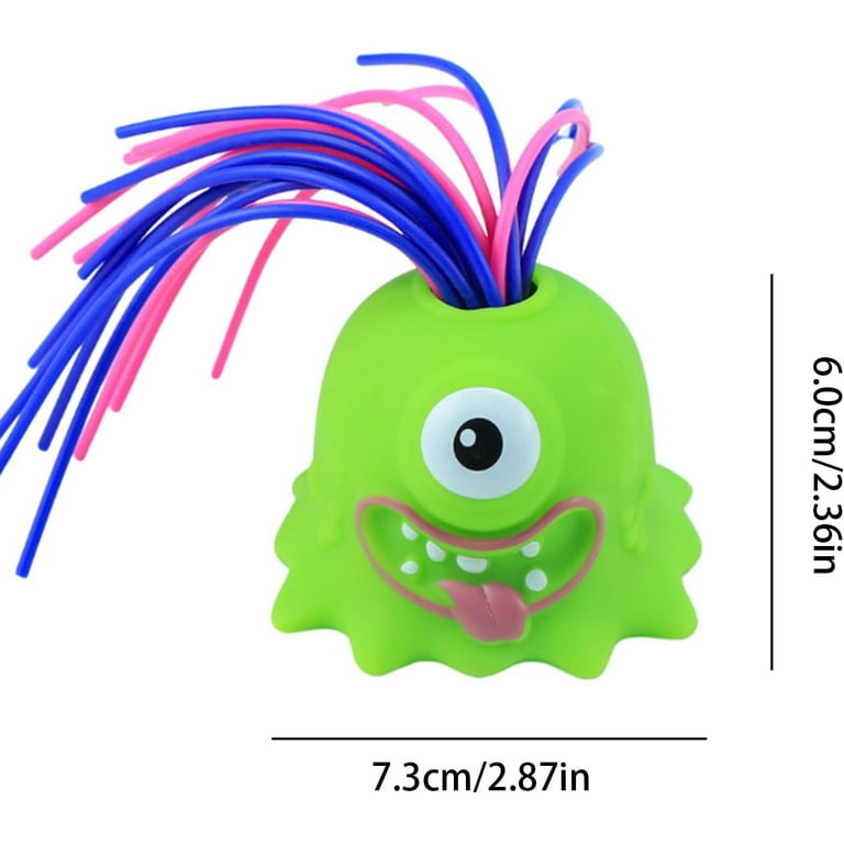 Squeeze Toy Monster Eyes Stretchy Spikey Hair Squeezable Anti-Stress Yellow