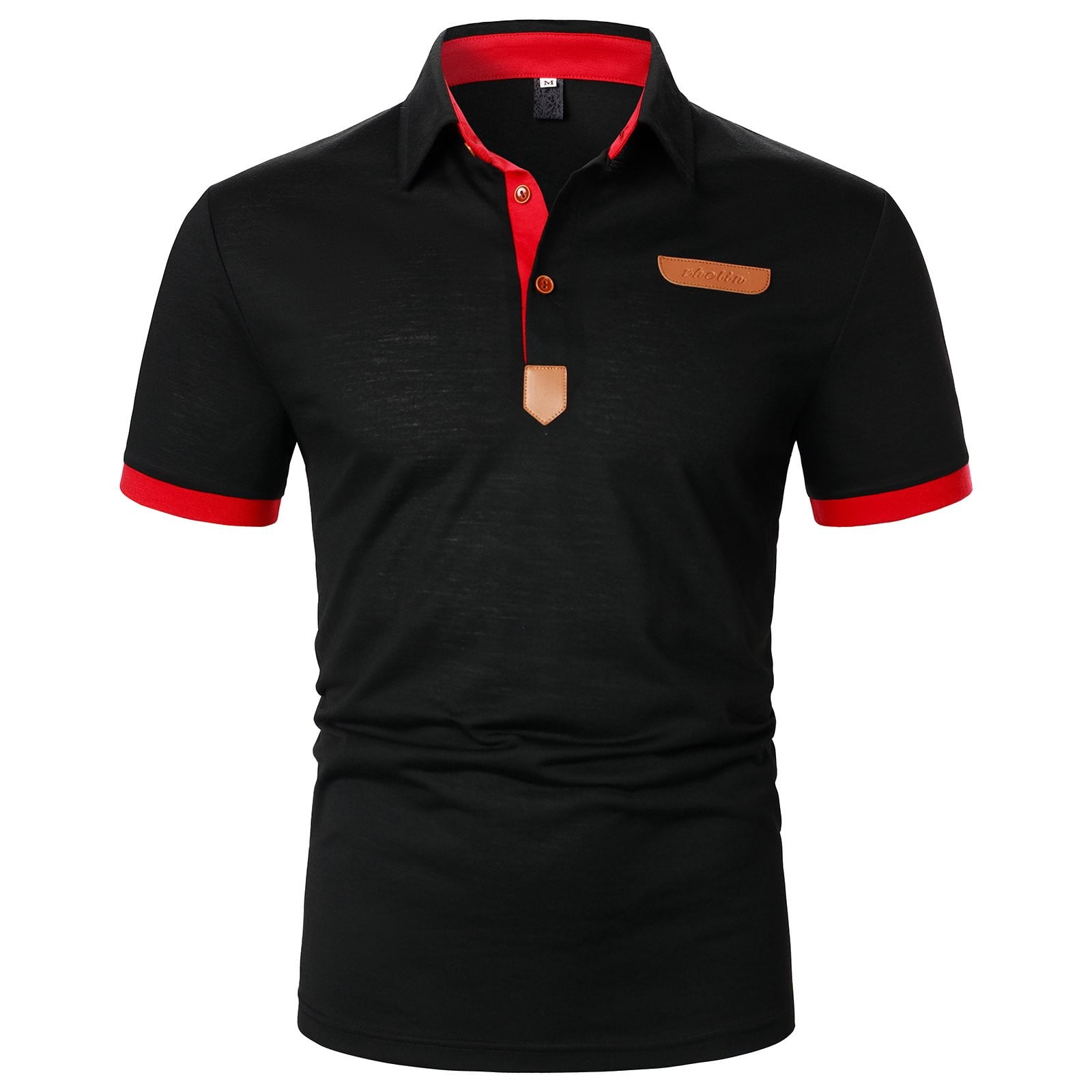 Black polo with red collar hot sale