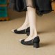 thumbnail image 4 of Zapatos de mujer individuales de punto con punta puntiaguda y tacón alto grueso para mujer, 4 of 5