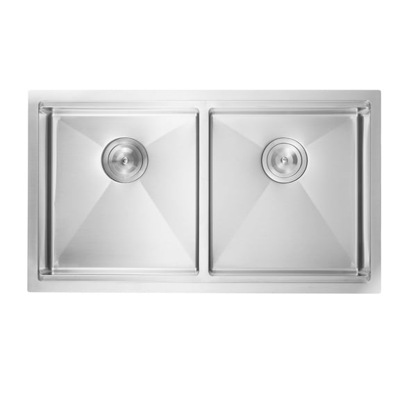 33-inch Undermount Double Bowl Kitchen Sink, Stainless Steel Drop-In Bar Sink
