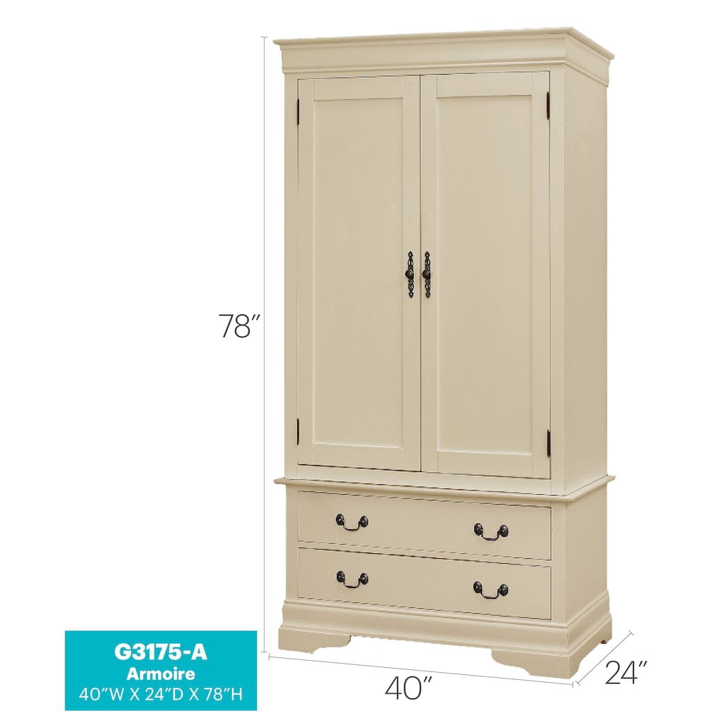 Glory Furniture Louis Phillipe G3175-A Armoire , Beige