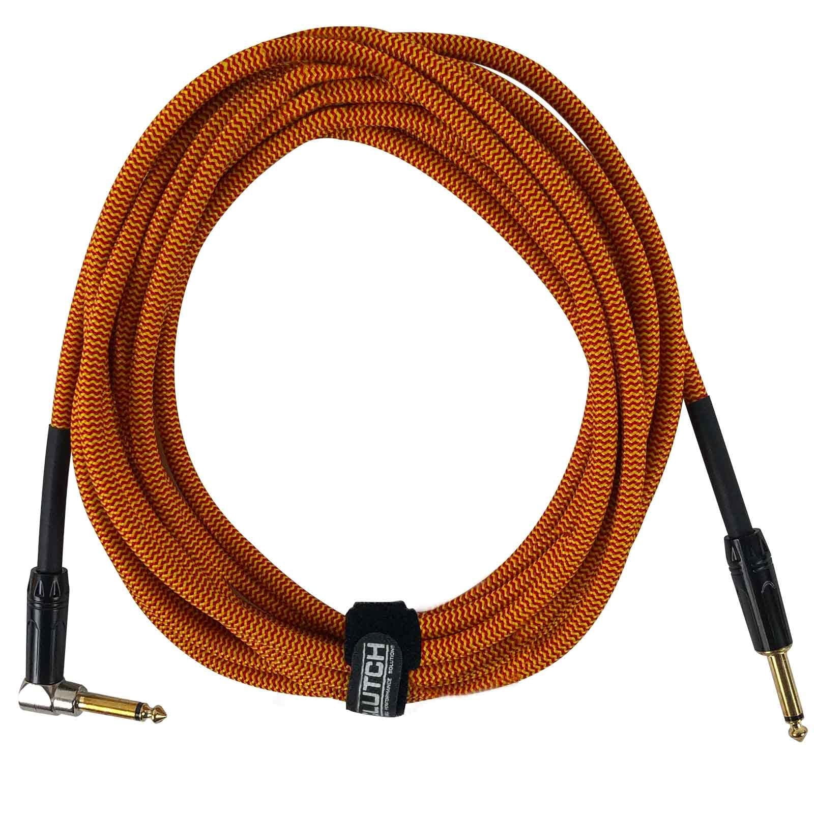 (8) Clutch 20 foot Right Angle 1/4" TS to straight 1/4" TS Instrument Cables with Carry Case Package