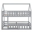 thumbnail image 6 of Harper & Bright Designs Twin Over Twin House Bunk Bed, Floor Low Bunk Bed with Fence and Door, Wood Twin Size House Shaped Bunk Bed, Gray, 6 of 17