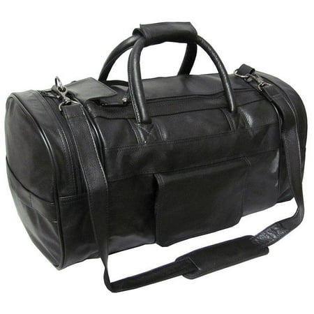 Amerileather  Black Leather 20-inch Carry On Dual-zippered