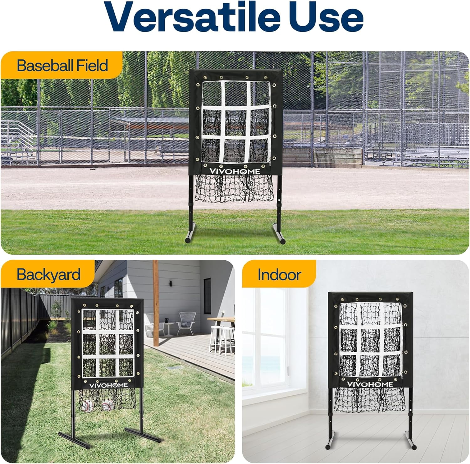 SPECSTAR 9 Hole Baseball Softball Pitching Net, 9 Pocket Hitting Practice Net, 22"x18" Pitching Area with 3 Level Adjustable Height