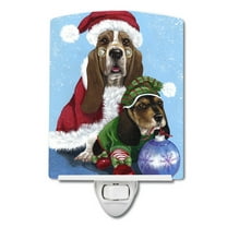 Caroline's Treasures PPP3012CNL Basset Hound Santa Christmas Ceramic Night Light, 6x4x3", multicolor