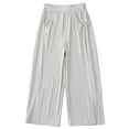 thumbnail image 3 of dazeni Girls Wide Leg Sweatpants Pockets Side Split Quick Dry Athletic High Waisted Baggy Causal Trousers Lightweight Outdoor Camping Green 12 Years, 3 of 6