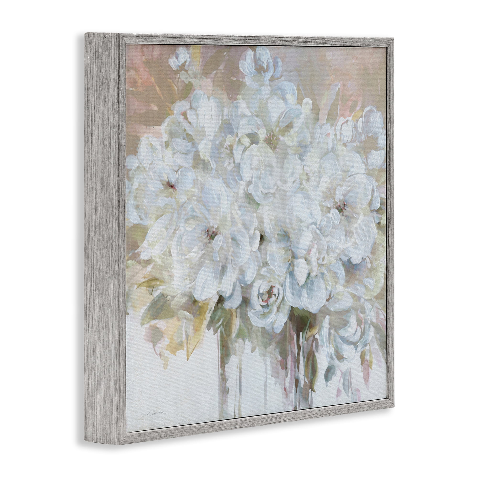 Stupell Industries Soft White Bouquet Serenity Gray Framed Giclee Art, design by Carol Robinson