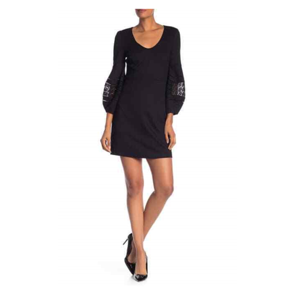 $358 Trina Turk Gianna Blouson Sleeve Dress Black Size 0