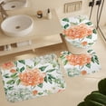 thumbnail image 6 of 4 Piece Shower Curtain Sets with Non-Slip Rugs Toilet Lid Cover and Bath Mat Peach And Green Watercolor Floral Roses Hydrangeas Waterproof Fabric Bath Curtains Spring Flowers for Bathroom Decor, 6 of 8