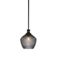 thumbnail image 1 of Zola Stem Hung Pendant In Matte Black Finish With 9" Smoke Textured Glass, 1 of 1