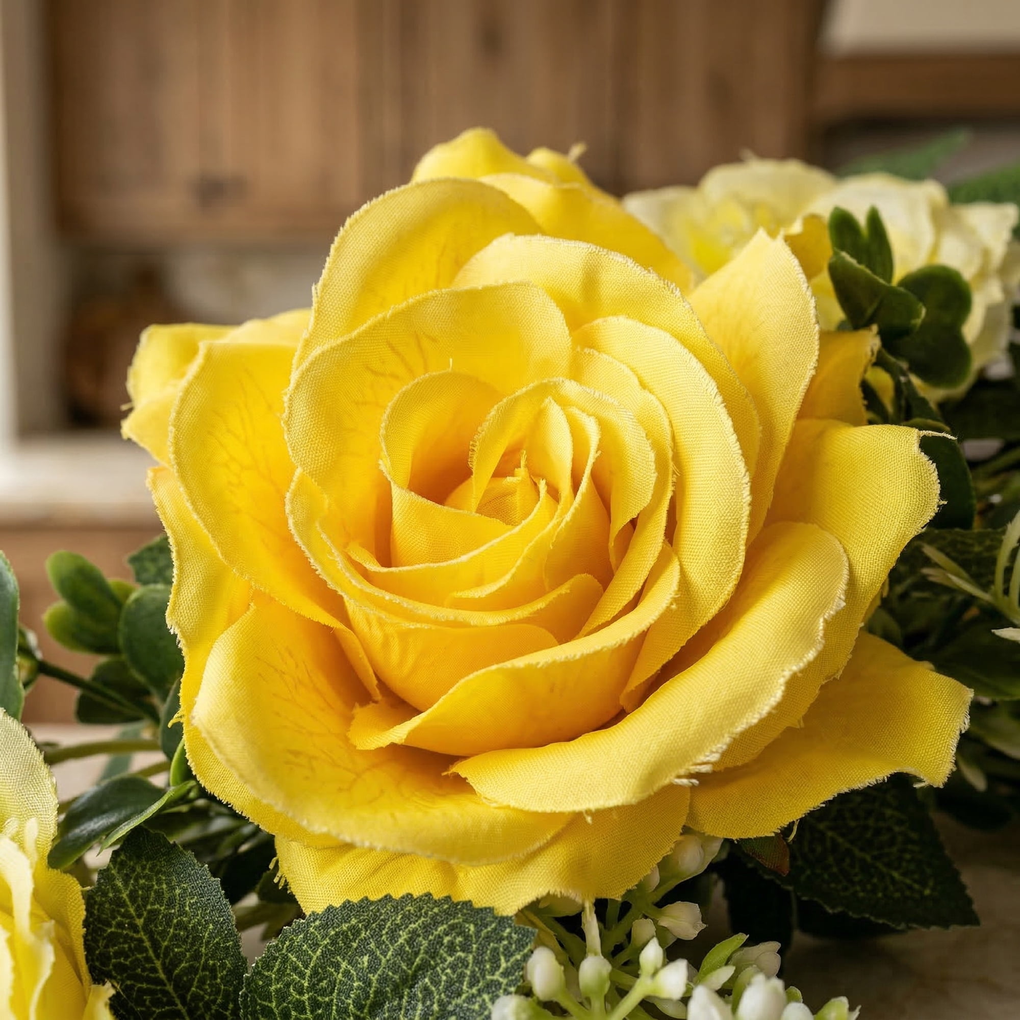 Unique Bargains Artificial Rose Bouquets Silk Flowers Yellow 13.0"