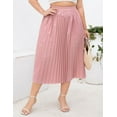 thumbnail image 5 of Women's Plus Size Pleated Skirt Casual Chiffon Elastic Waist Boho Skirts Plus Size Midi Skirts, 5 of 7