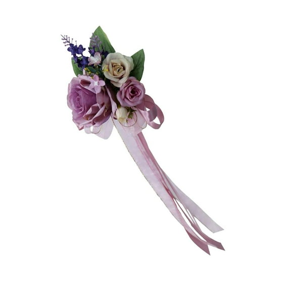 GUOOL Ruban de Fleurs en Soie Artificielle Romantique pour Miroir de Voiture, Rose Poussiéreux