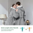 thumbnail image 5 of Cozy Comfort Wearable Blanket Hoodie, Long Sherpa Fleece Sweatshirt, Warm Big Hood, Side Split and Belt, Oversize, 5 of 6