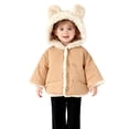 thumbnail image 2 of Abtuhar Toddler Kids Boys Girls Fall Winter Hooded Casual Outerwear and Jackets Solid Fleece Lined Button Coat with Ear Detail Hood for 0‑3 Years, 2 of 5