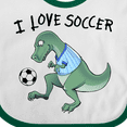 thumbnail image 4 of Inktastic I Love Soccer-Dinosaur in Blue Boys or Girls Baby Bib, 4 of 4