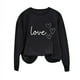 thumbnail image 4 of Sudadera Penkiiy Valentine para mujer: lindas camisetas del día de San Valentín Love Heart Graphic Print Suéter de manga larga Tops L Black, 4 of 5