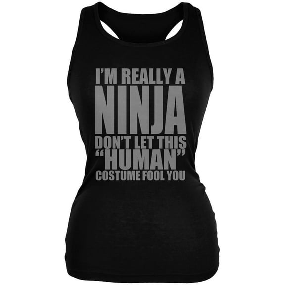 Halloween Human Ninja Costume Juniors Soft Tank Top Black SM