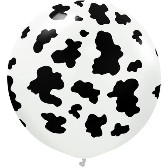 24 inch Kalisan Safari Cow - White W/ Black Ink Latex Balloons (1 Pack) - Party Supplies Decorations