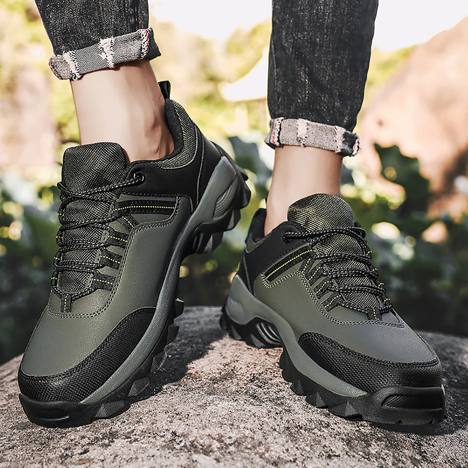 XIAQUJ Non Work Shoes for Men Walking Shoe Sneakers Comfortable Leather Casual Tennis Shoes Hiking Shoes Sneakers for Men AG 10(44)