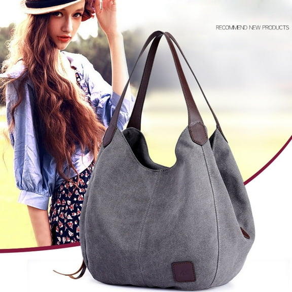 Ikevan Canvas Handbag Women Shoulder Bag Multi-Pouch Bag Handle Bags Shopper