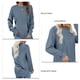 thumbnail image 5 of Camisas de cuello redondo para mujer Camisas con dobladillo curvado Camisas casuales de color puro Jersey de manga larga, 5 of 6