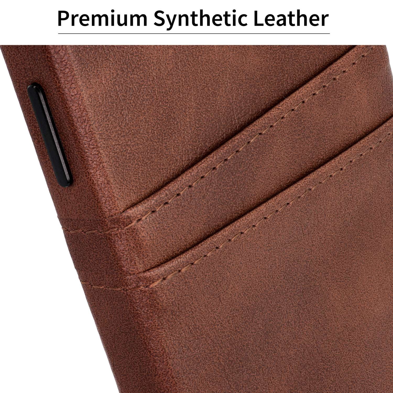 Dockem Card Case for iPhone 14 with Built-in Metal Plate for Magnetic Mounting & 2 Pockets: Exec M2 (Brown)