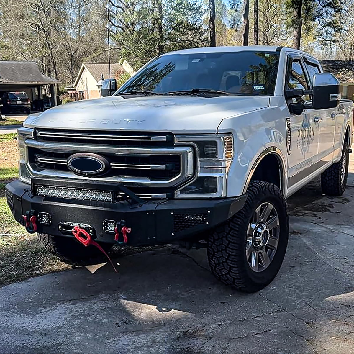 Vijay For 2017-2018-2019-2020-2021-2022 Ford F250/F350/F450 Front and Rear Bumper Textured Black Steel with Light and D-ring