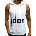 thumbnail image 2 of Mens Sweatshirts Hoodies Fitness Muscle Print Sleeveless Hooded Bodybuilding Pocket Tight-drying Tops, 2 of 7