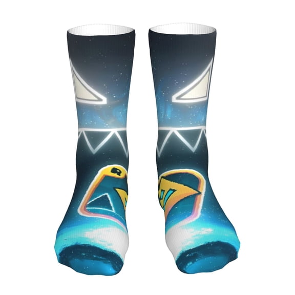 Saiise Geometry Dash Funny Socks Men Women Adults Novelty Graphic Crew Tube Socks Crazy Design Casual Dress Socks for Sports,Running,Travel