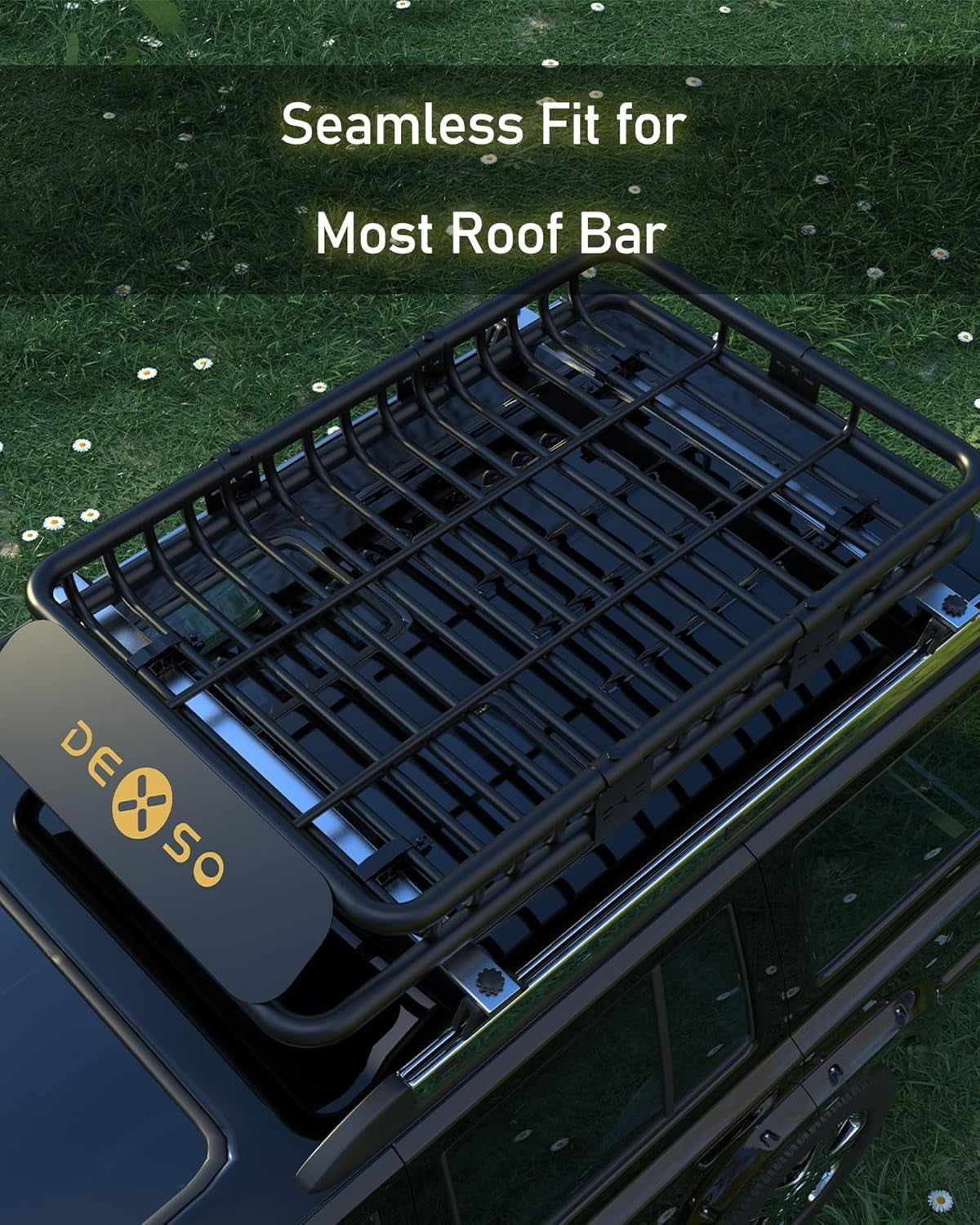2025 New 51"x36" Universal Roof Rack Carrier Basket, 200 Lbs Capacity Roof Cargo Basket with Extension Luggage Holder Basket Heavy Duty for SUVs, Trucks, Vehicles