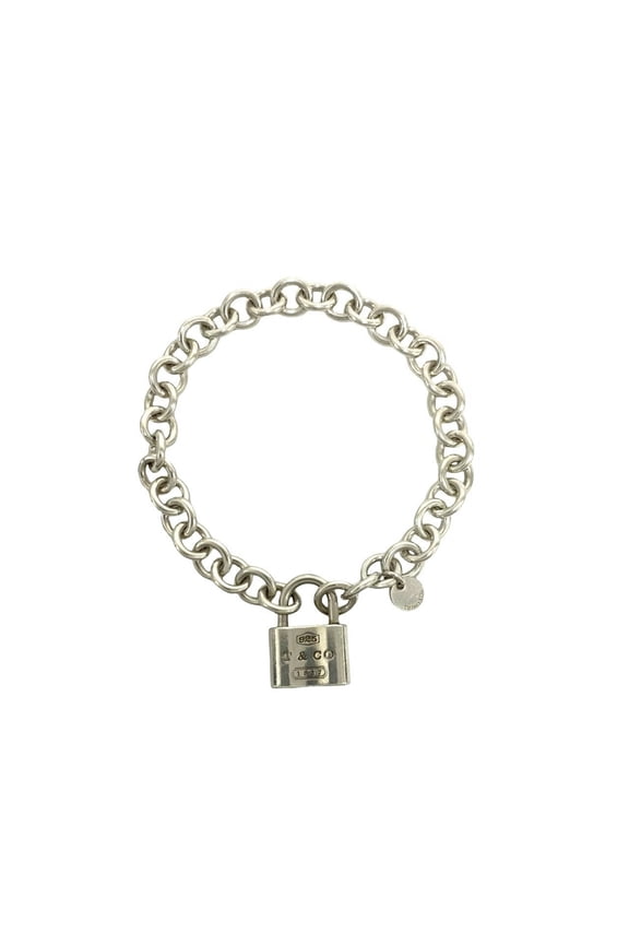 Pre-Owned TIFFANY&Co. Tiffany 1837 Cadena Lock Bracelet, Logo Engraved, 925 Sterling Silver...
