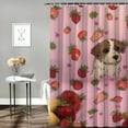 thumbnail image 2 of SHERONV Dog Strawberries Pink Background Bathroom Decor Set with Hooks, Colorful Luxurious Graphic Print Polyester Fabric Shower Curtain Set, 100% Polyester, Waterproof, Machine Washable 36"x72, 2 of 7