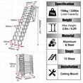 thumbnail image 5 of POWKOL Wall-Mounted Collapsible Stairs, 10 FT 12 Steps Loft Wall Step, 660 Lbs Load Non-Slip Attic Ladder with Armrests, for Home Loft, Storage Room, Attic Access, Black, 5 of 27