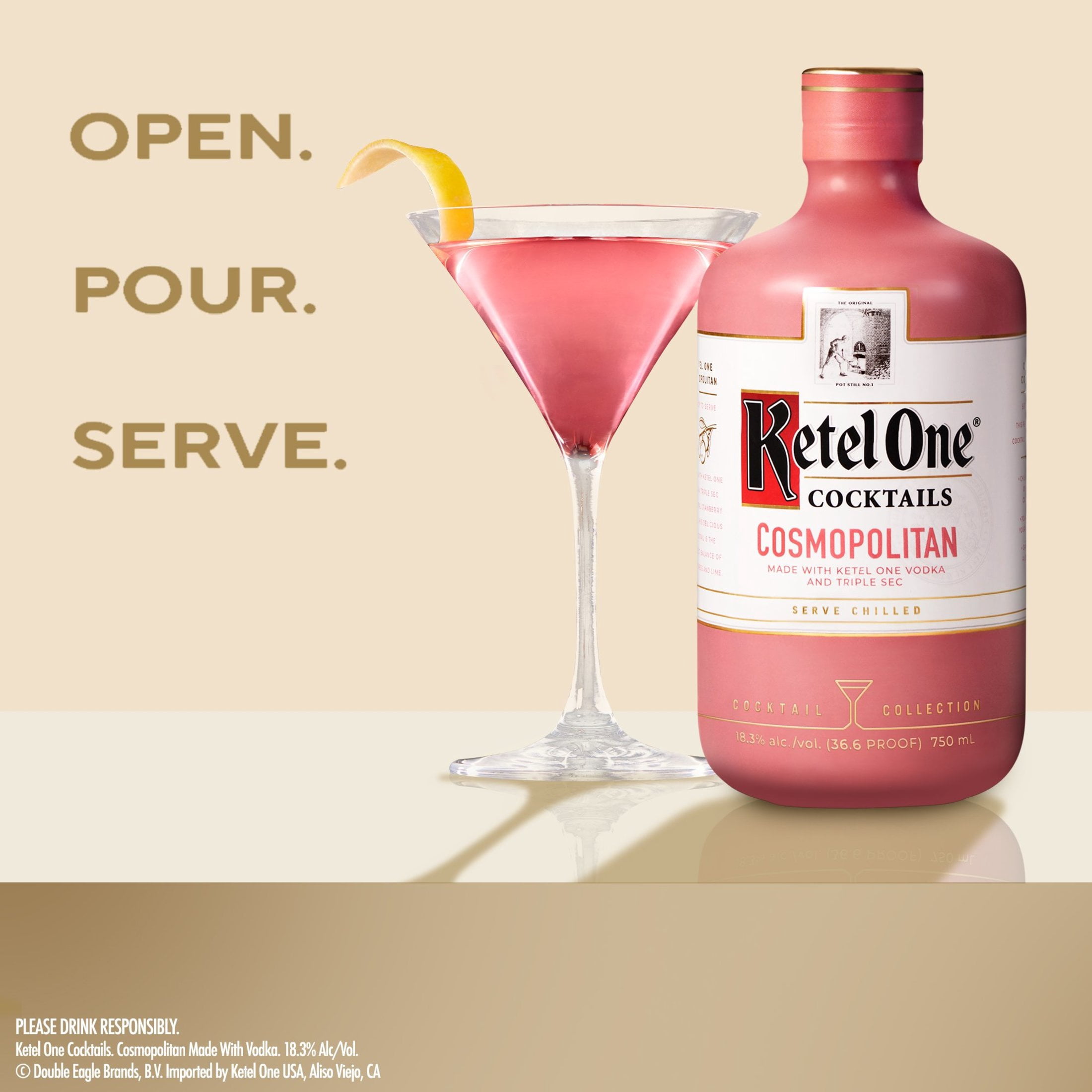 Ketel One Cosmopolitan Cocktail (Made with Ketel One Vodka), 750 mL, 18% ABV