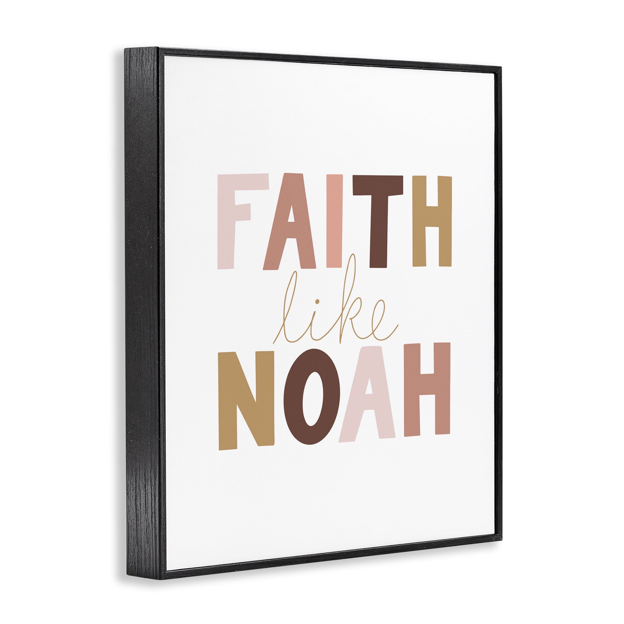 Stupell Industries Faith Like Noah Girl's Religious Painting Black Framed Art Print Wall Art, 24 x 30