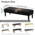 thumbnail image 3 of POLERO Death Skull Rose Print Rectangle Bench Covers Stretch Washable Long Dining Bench Seat Cover Slipcover with Elastic Edge Removable Cushion Protector for Bedroom, Living Room, 3 of 7