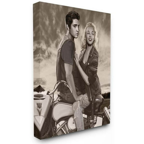 Stupell Industries Motorcycle Ride Vintage Hollywood Movie Star Classic Illustration Canvas Wall Art by Jadei Graphics