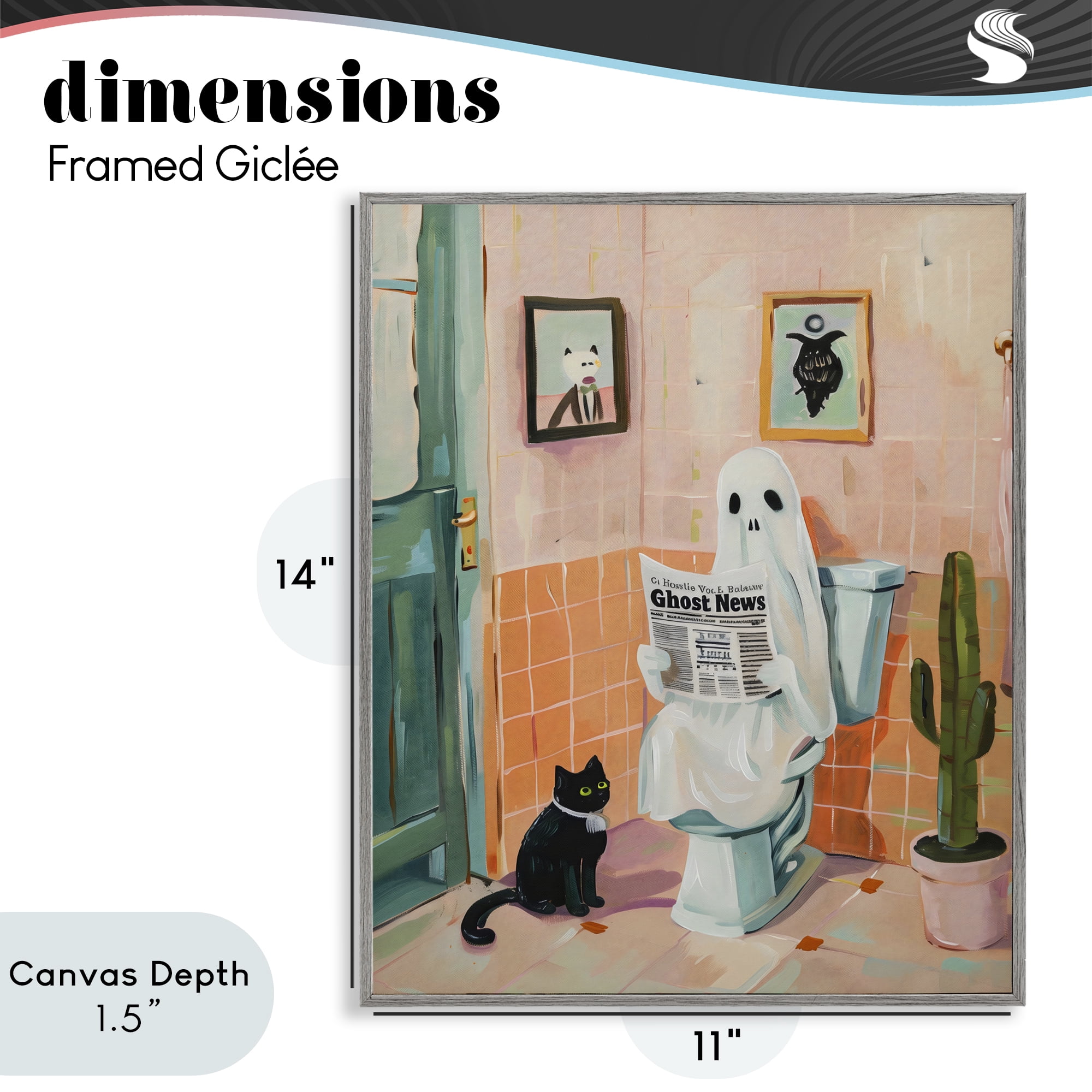 Stupell Industries Ghost Reading Newspaper Gray Framed Giclee Art, design by The Prints Vibe